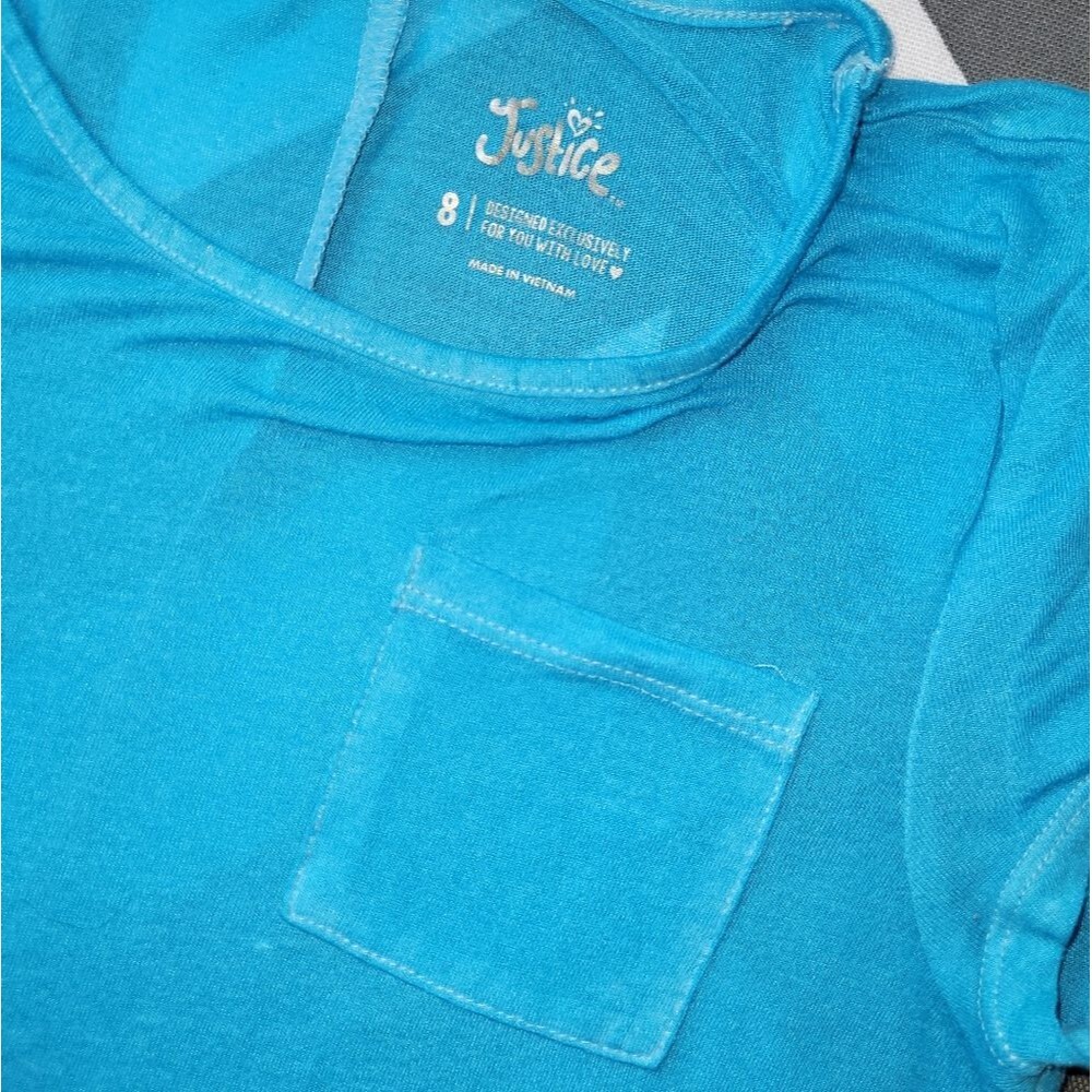 Justice size 8 blue short sleeve thin sheer top
